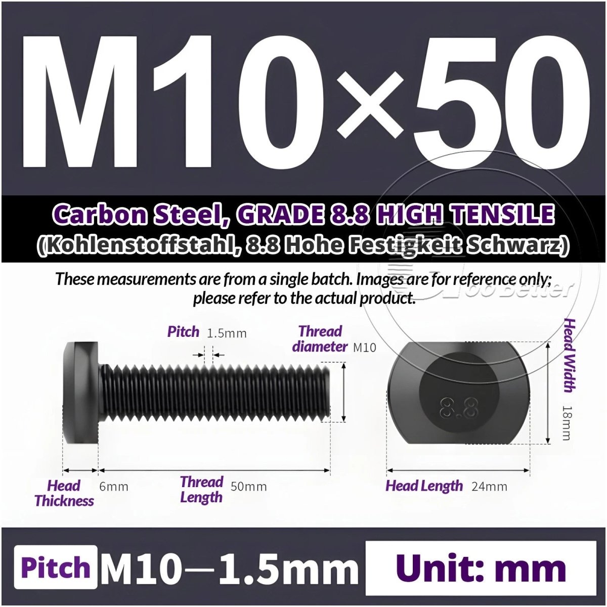 T - Slot Bolts M6 to M20 | Grade 8.8 High Tensile | T - Track Bolts 16mm–500mm - HomeDIYer