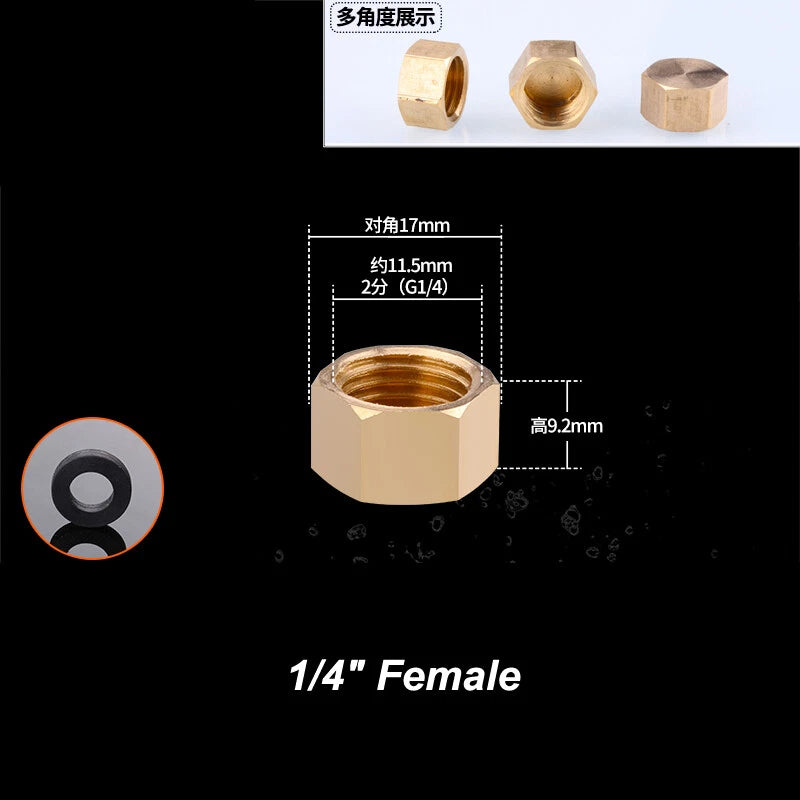 Brass BSP Blanking Cap Plug — 1/8" to 2" Male & Female Stop End with Washer