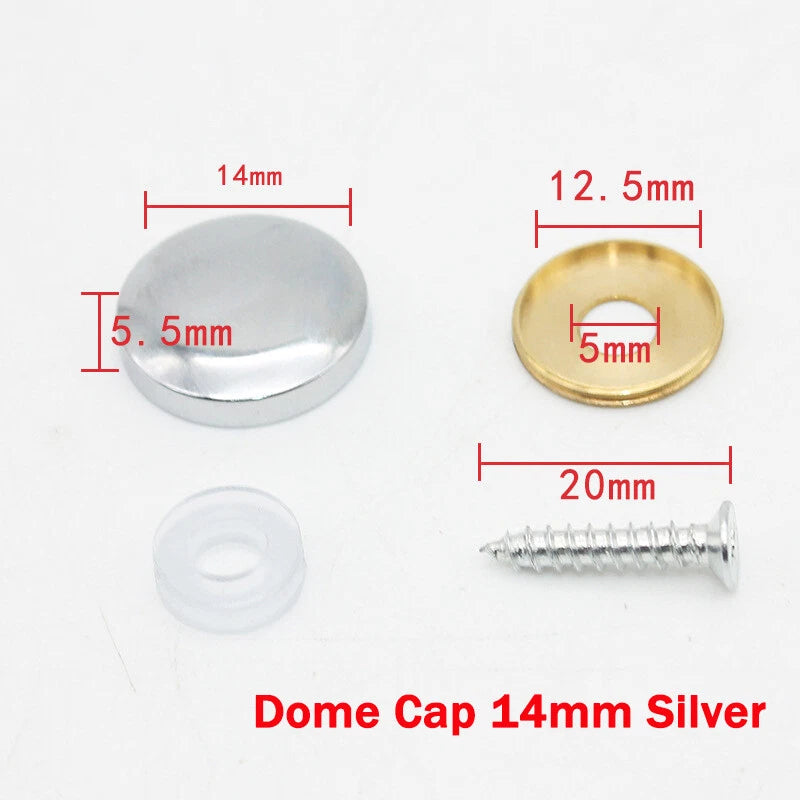 Mirror Screws Cap – Brass Chrome Decorative Cover Caps (10mm to 25mm) for Glass & Furniture – Silver/Gold