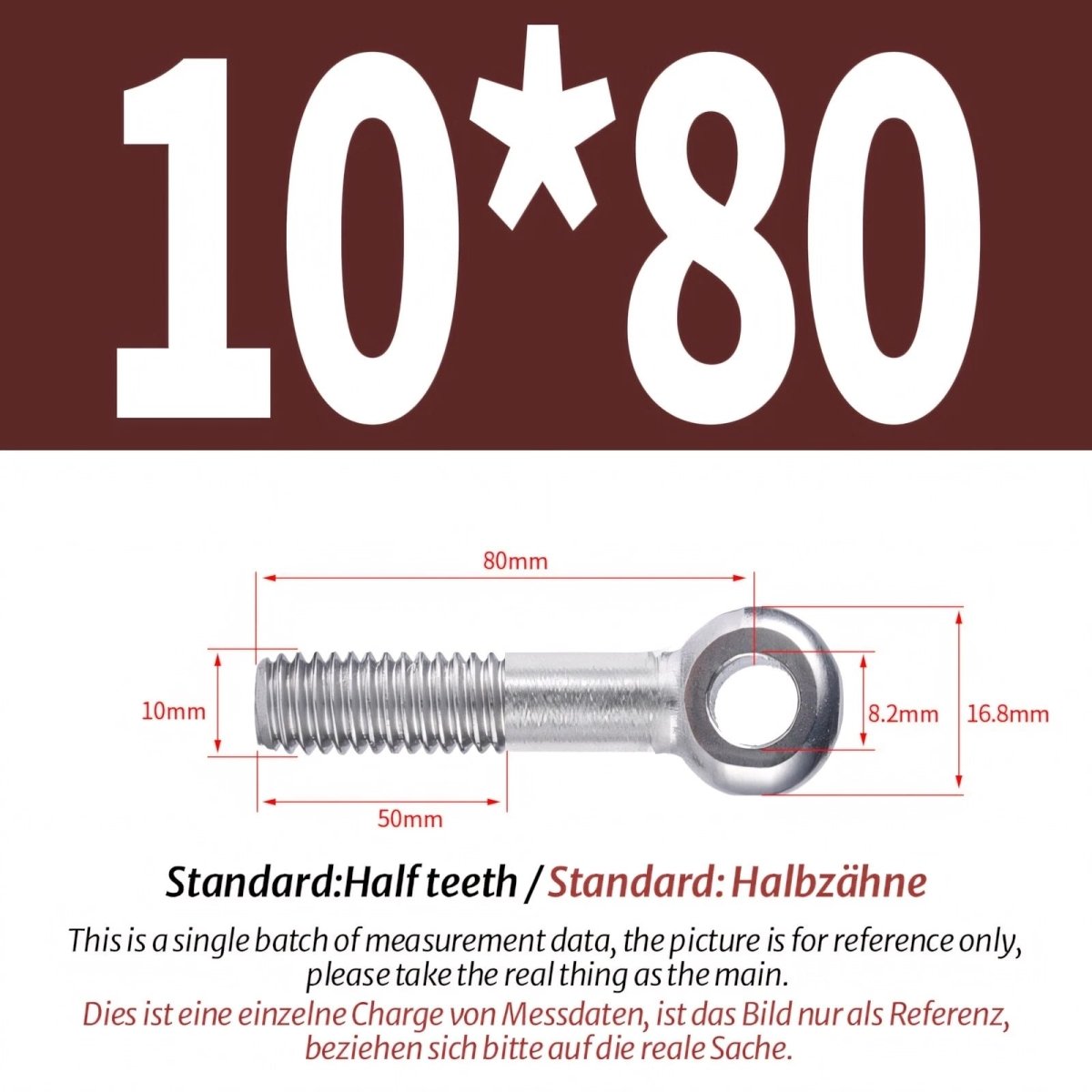 M8 M10 Stainless Steel Eye Bolts A2 — Threaded Ring Screws for Catenary Wire & Hanging - HomeDIYer