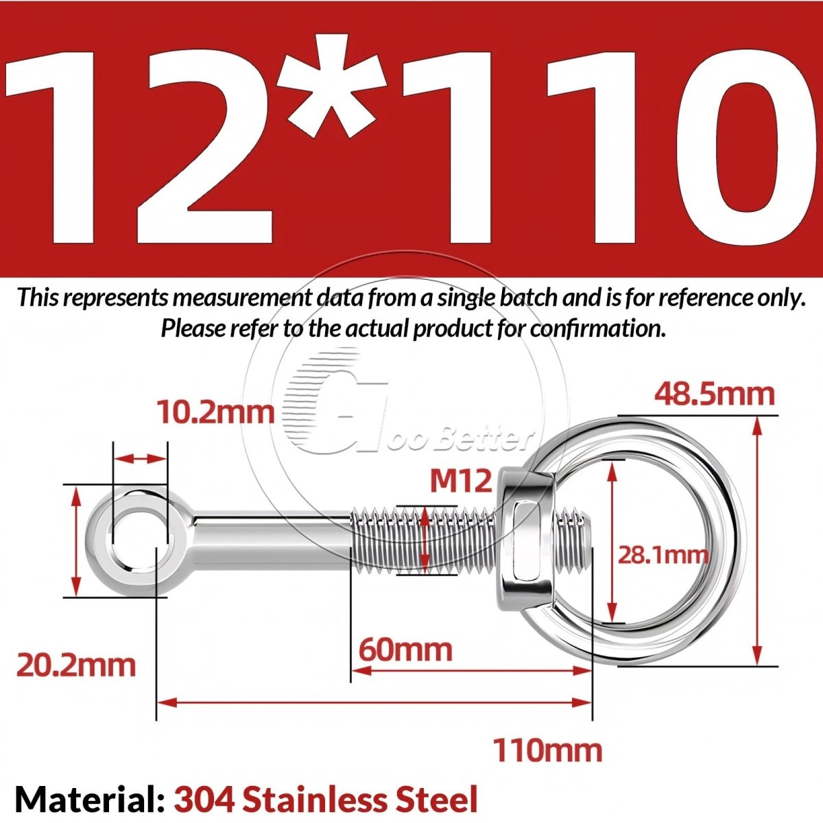 M10 M12 M14 Stainless Steel Eye Bolt & Eye Nut Set — A2 - 304, Threaded Lifting Ring - HomeDIYer