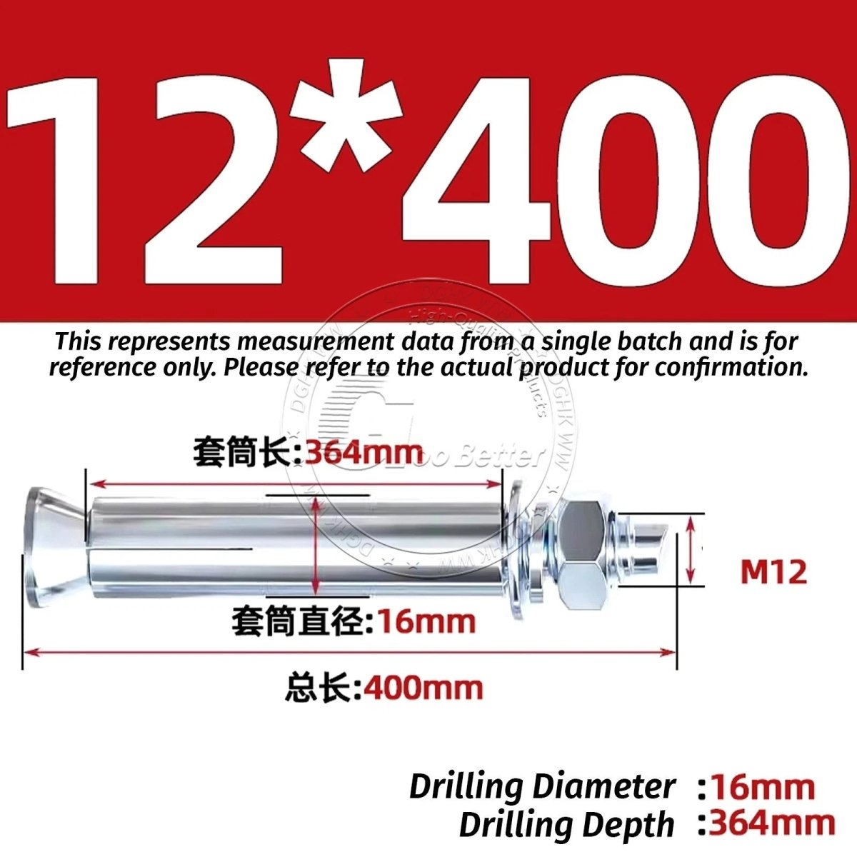 Concrete Expansion Anchor Bolts M6–M20, Extra Long Masonry Wall Screws – Iron Blue White Zinc / Iron - colour Zinc - HomeDIYer