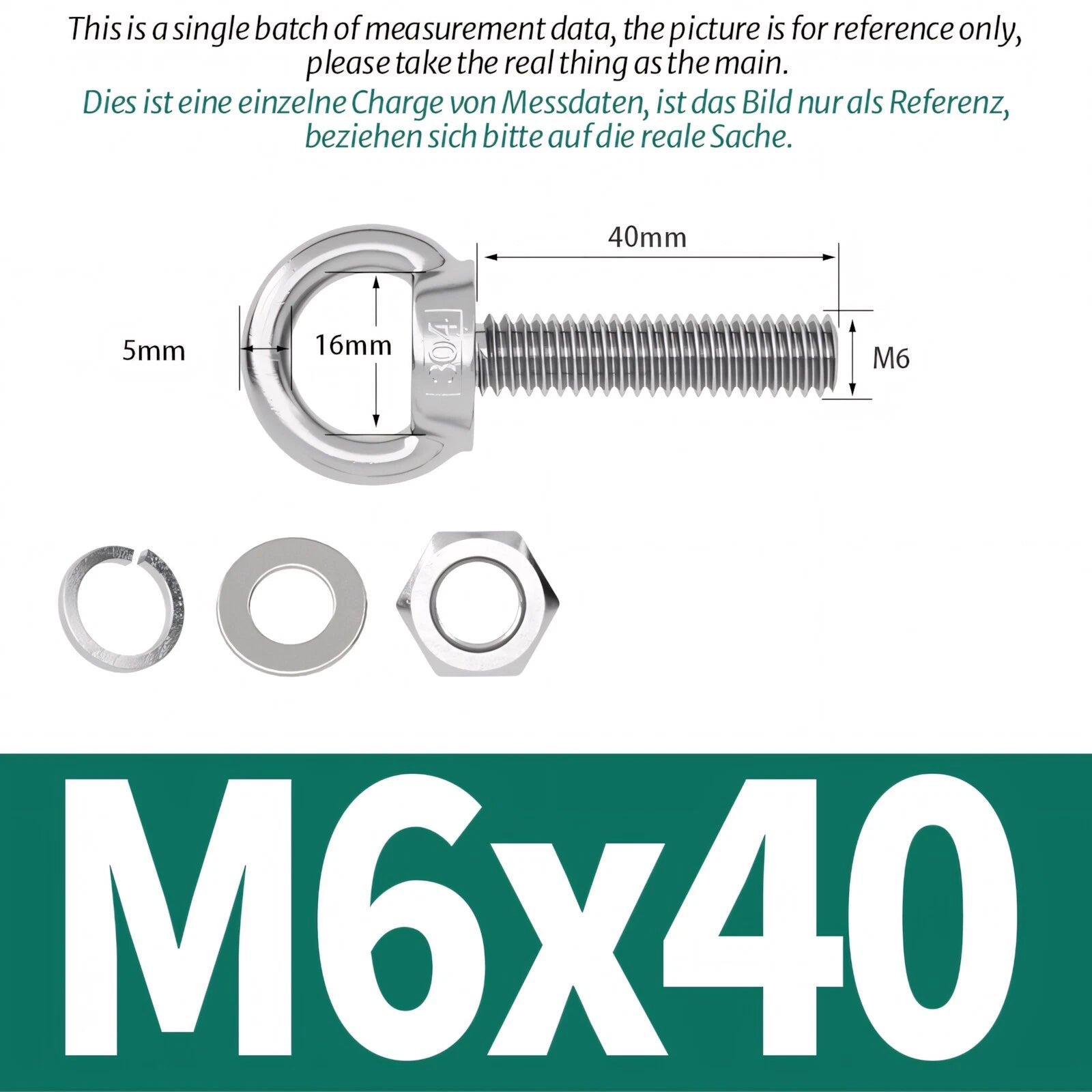 M3 M4 M5 - M20 Eye Bolts Kit Screws Nut Washer Long Boat Stainless Steel A2 304