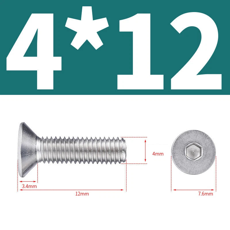 Allen Countersunk Head Screws V4A Steel Hexagon Socket Flat Head Machine Screw