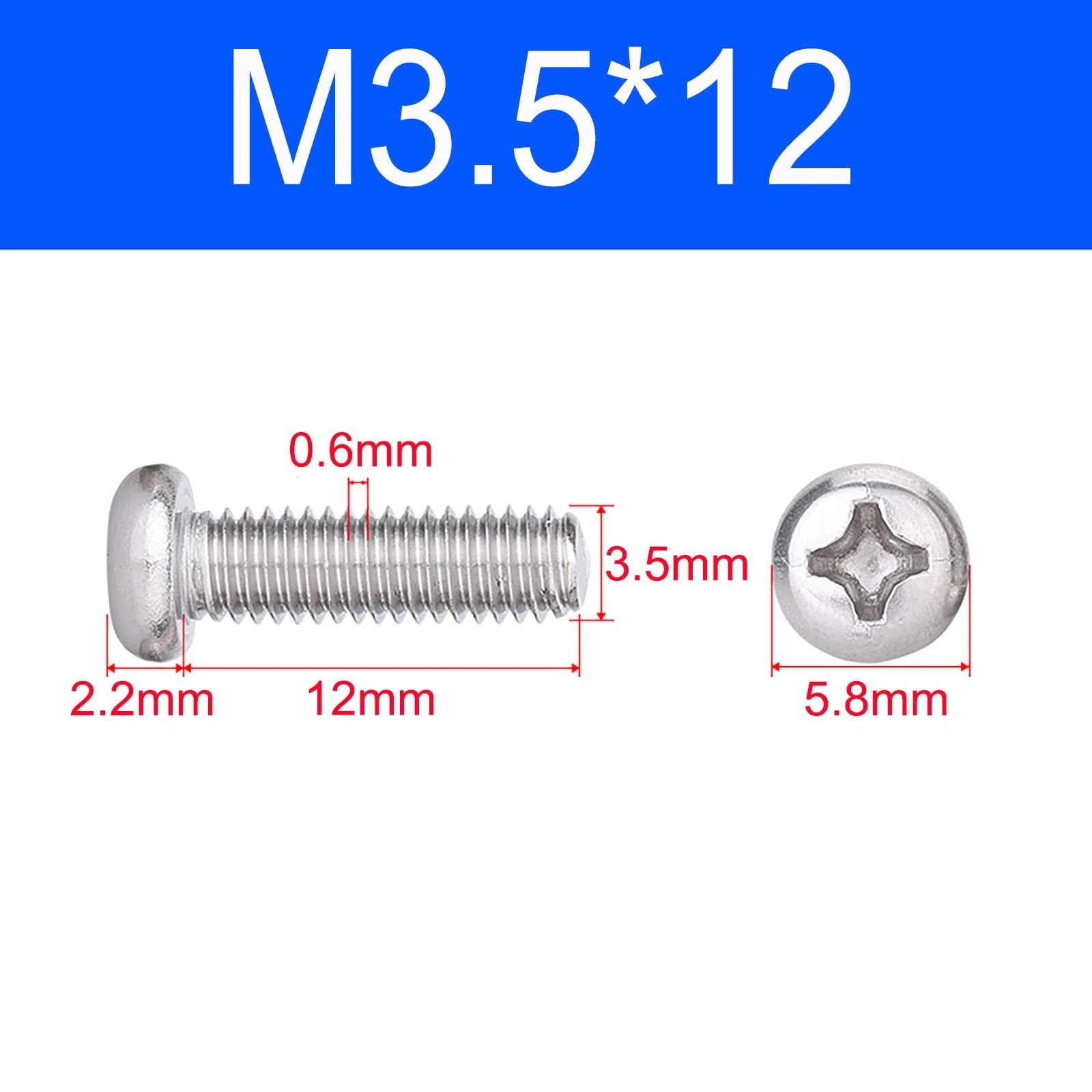 M3 M3.5 M4 M5 A2 Stainless Steel Pozi Pan Head Machine Screws DIN 7985