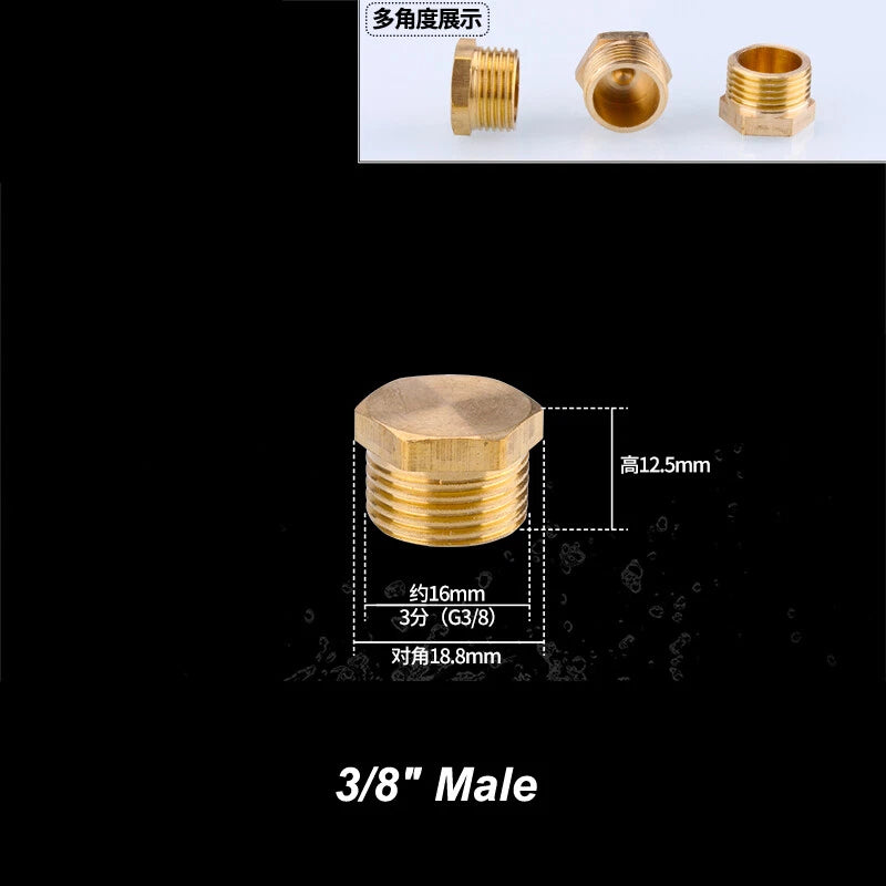 Brass BSP Blanking Cap Plug — 1/8" to 2" Male & Female Stop End with Washer