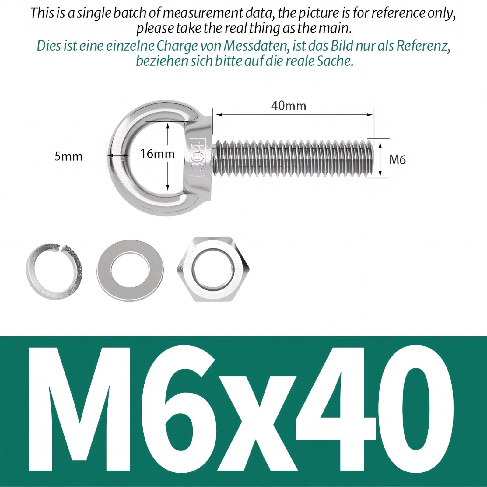M3 M4 M5 M6 Eye Bolts Kit Screws Nut Washer Long Boat Stainless Steel A2 304