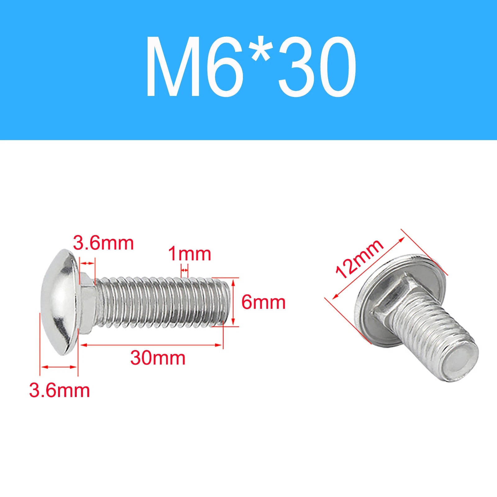 A2 Stainless Steel Carriage Bolts (Coach Bolts) — M3 M4 M5 M6 M8 M10 M12