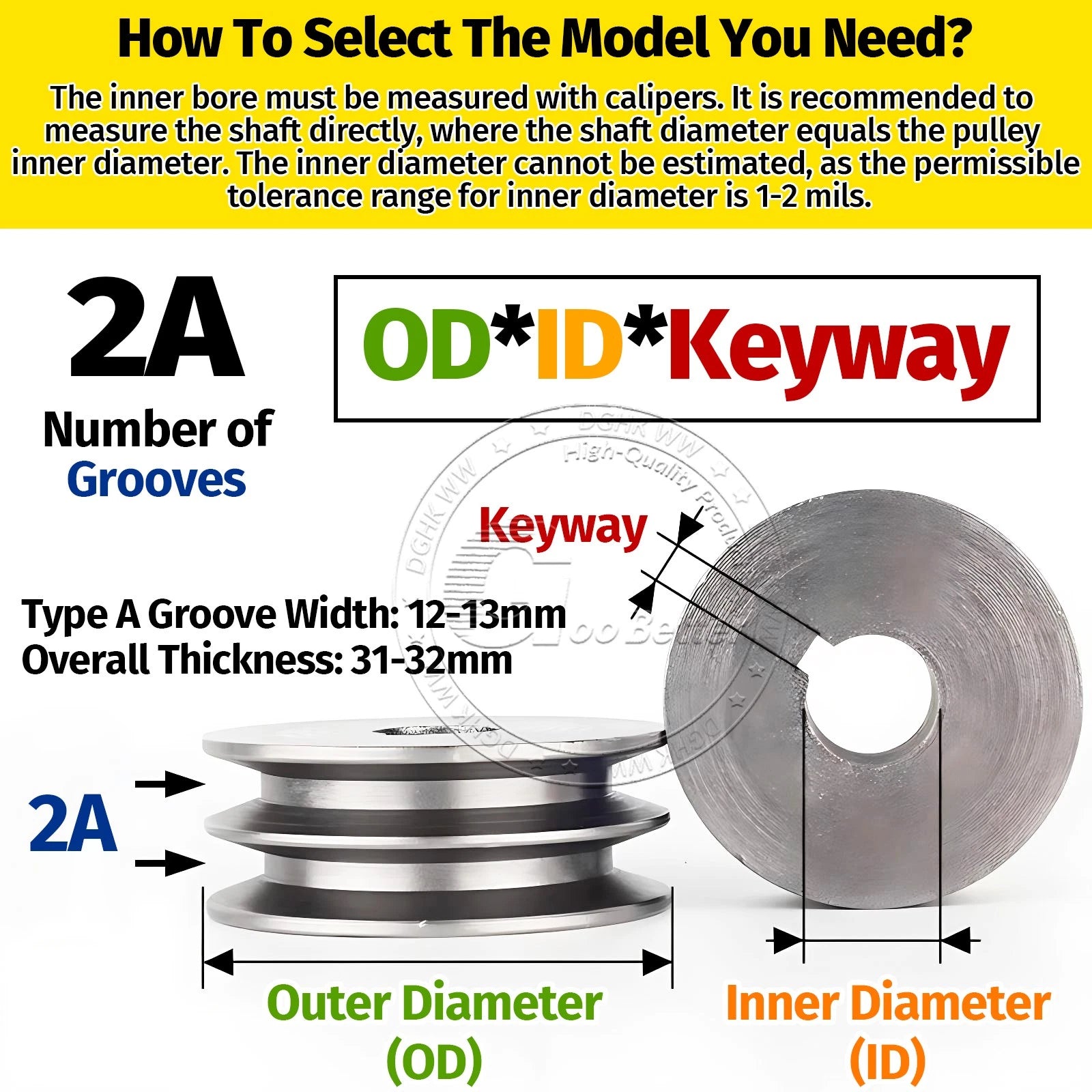 Cast Iron Drive Pulley Double Groove 2A Flat For A/V Belt Pulley OD 60mm-180mm