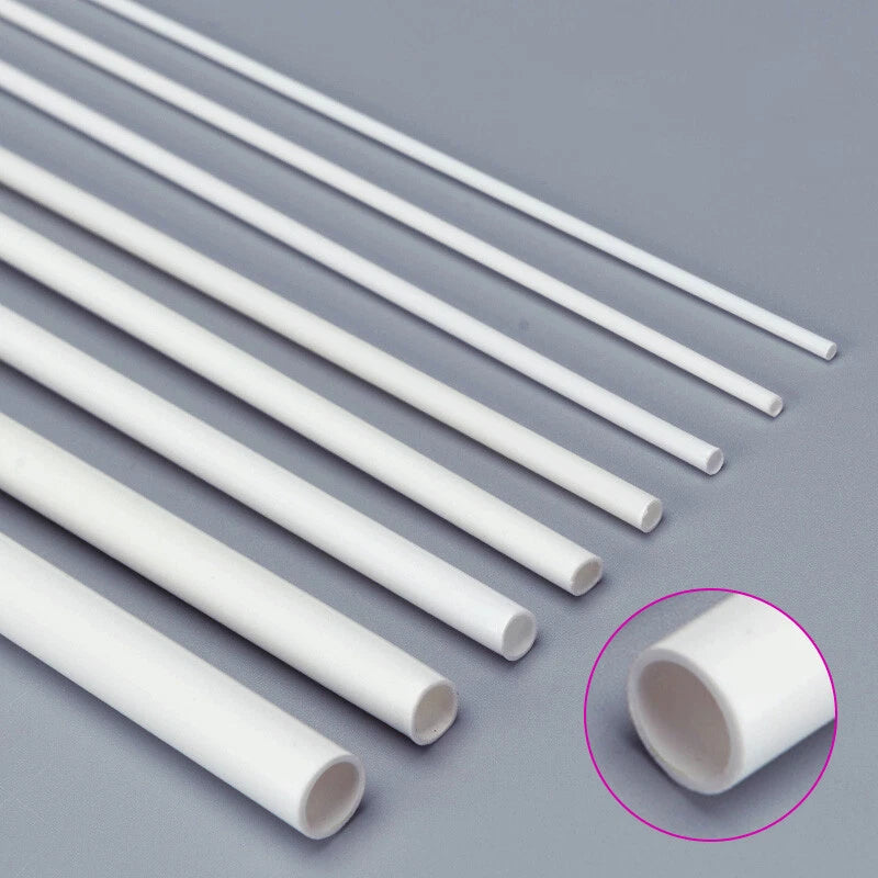 White ABS Round Hollow Tube — Styrene Plastic Pipe for DIY Models & Crafts, 2mm–8mm × 250mm