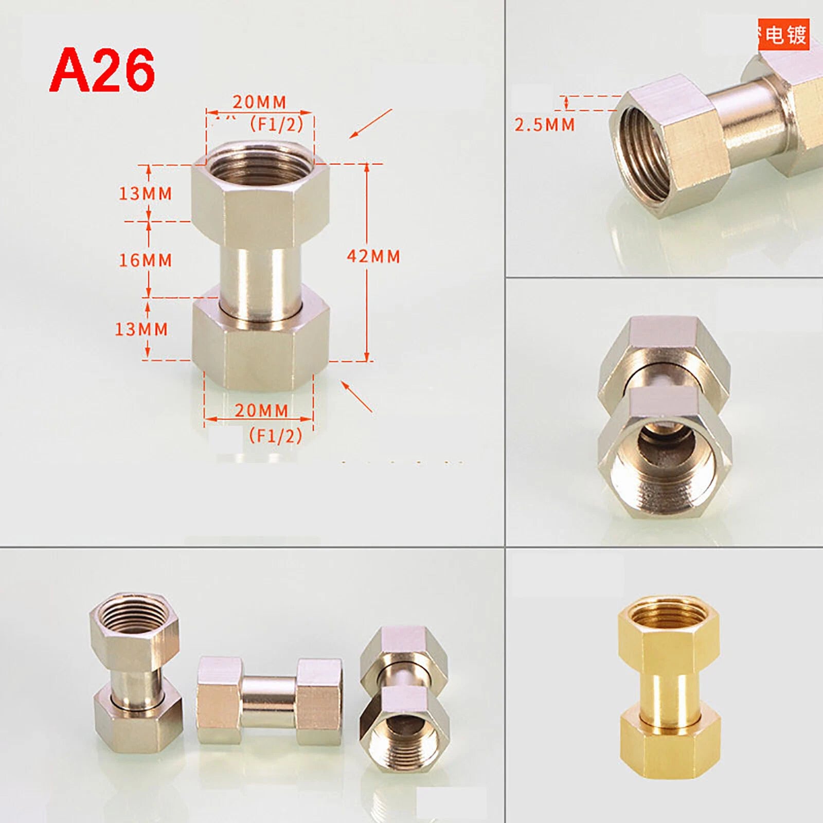 BSP 1/2" Brass Compression Pipe Fittings — Union, Elbow & Tee Connector