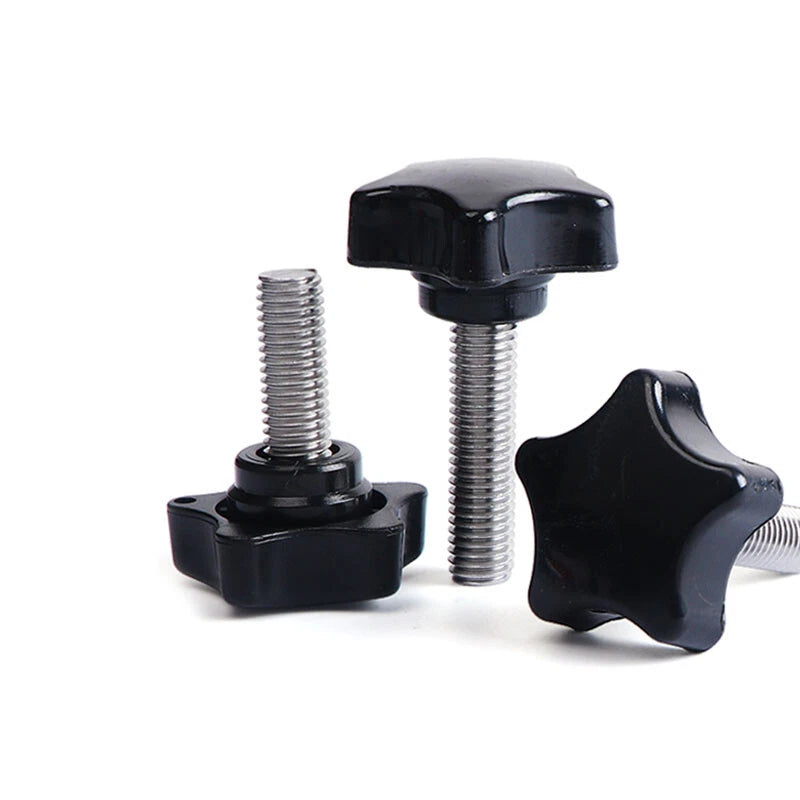 Plastic Black Thumb Screw M5 M6 Male Thread Pentagram Star Knob Grip Hand Screws