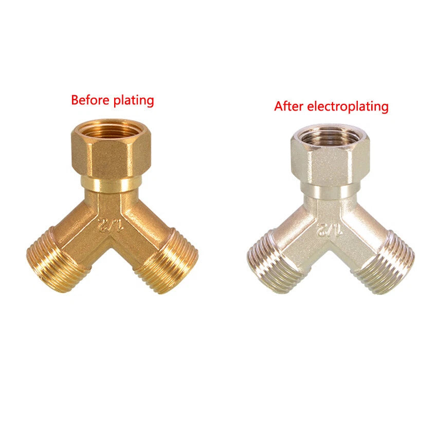 Brass BSP 1/2" Y-Type 3-Way Pipe Fitting — Female & Male Thread Connector Adapter