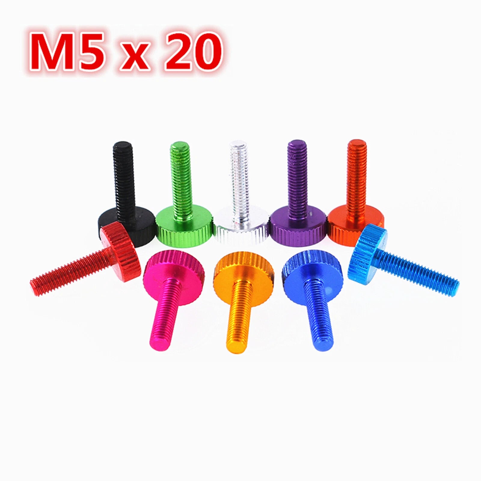 M5 M6 Knurled Thumb Screws Aluminum Alloy Multicolour Round Hand Grip Knob Bolts