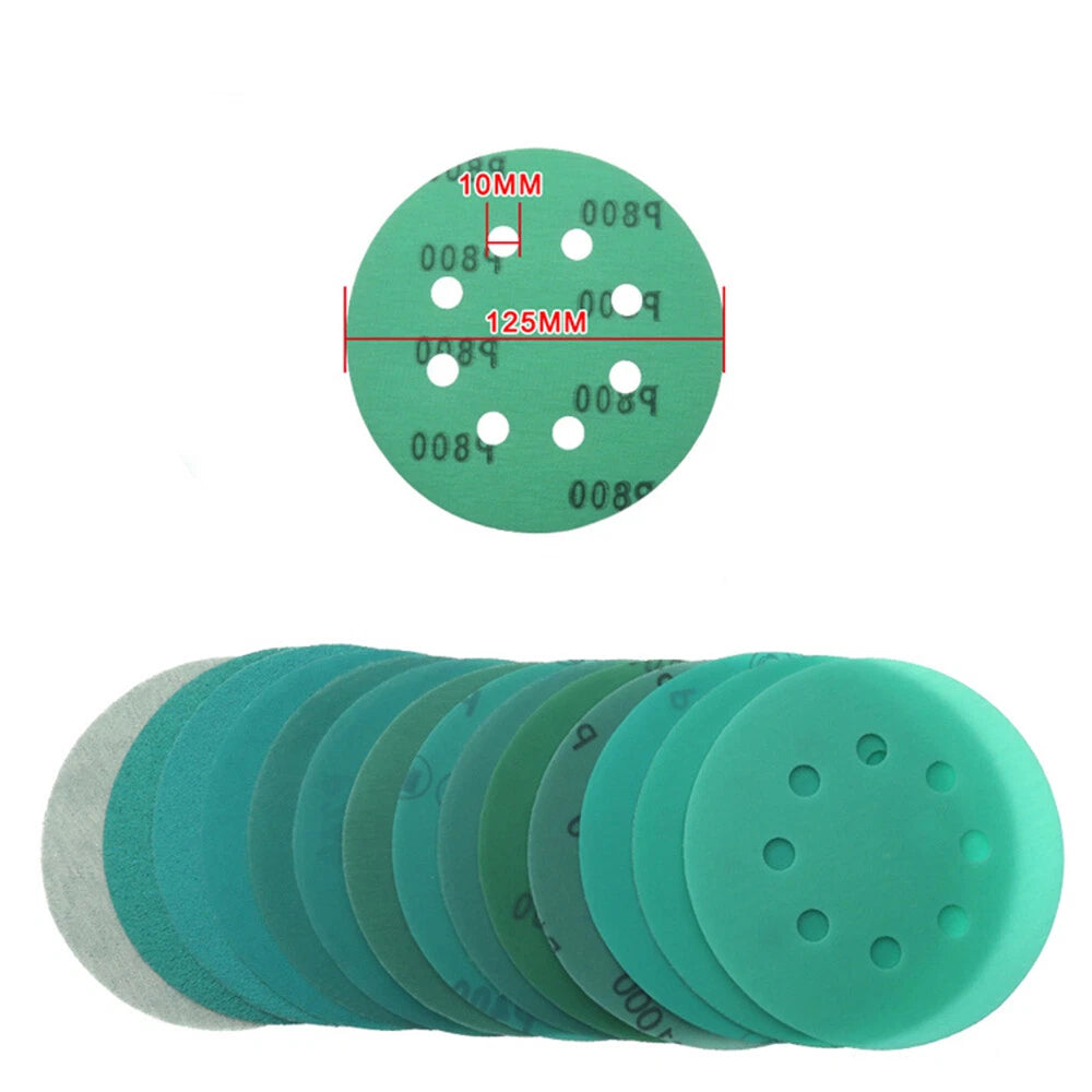 125mm Wet and Dry Sanding Disc 5'' Hook Loop 8 Hole Sandpaper Pad Orbital Sander