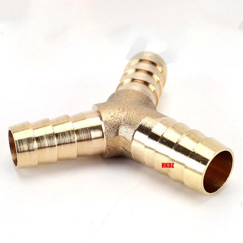 Brass Y Barbed Hose Tail Joiner — Tube Connector for Air, Water, Fuel & Gas
