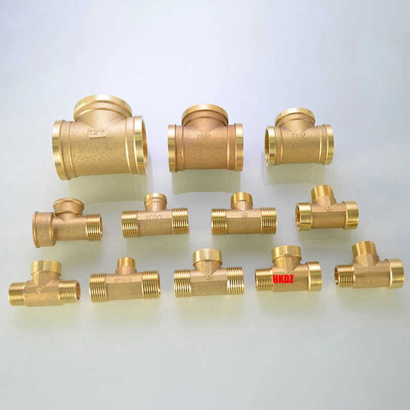 Brass T-Shape Pipe Fittings 1 2"~2" BSP Male Female Thread Tee Connector Adapter