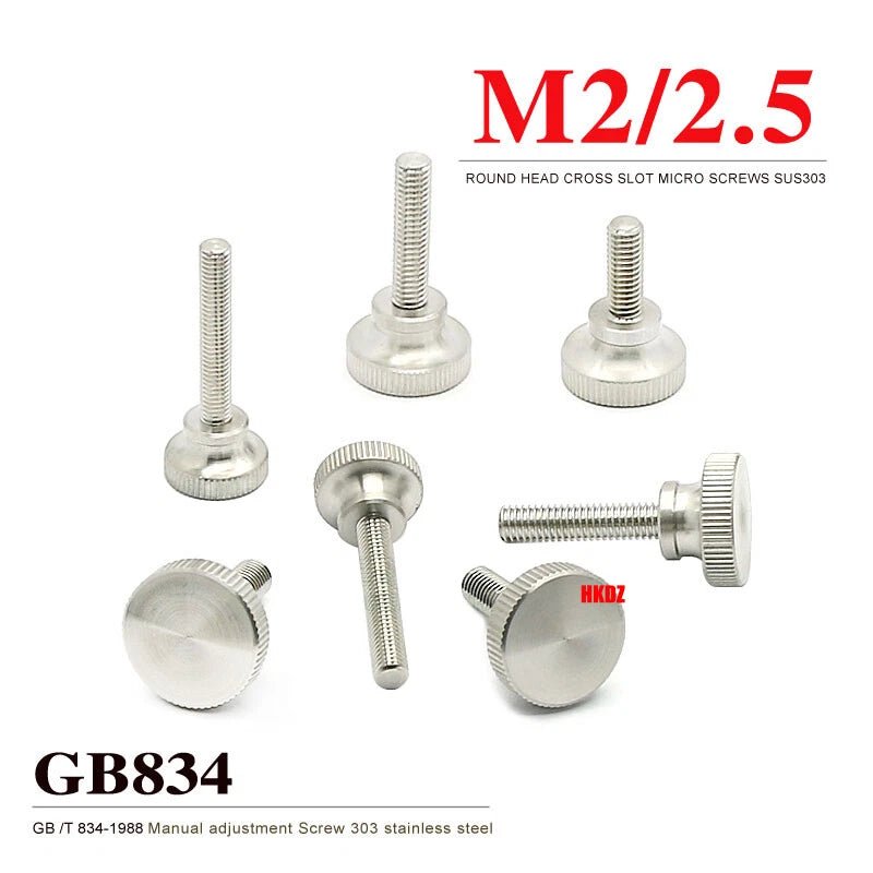 M2/M2.5 High Head Knurled Thumb Screws – 303 Stainless Steel Hand Grip Knob Bolts (3 - 12mm) - HomeDIYer