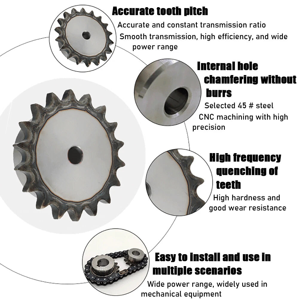 05B 5/16" Steel Roller Chain Sprocket Wheel Pitch 8mm 10~40 Teeth Process Hole