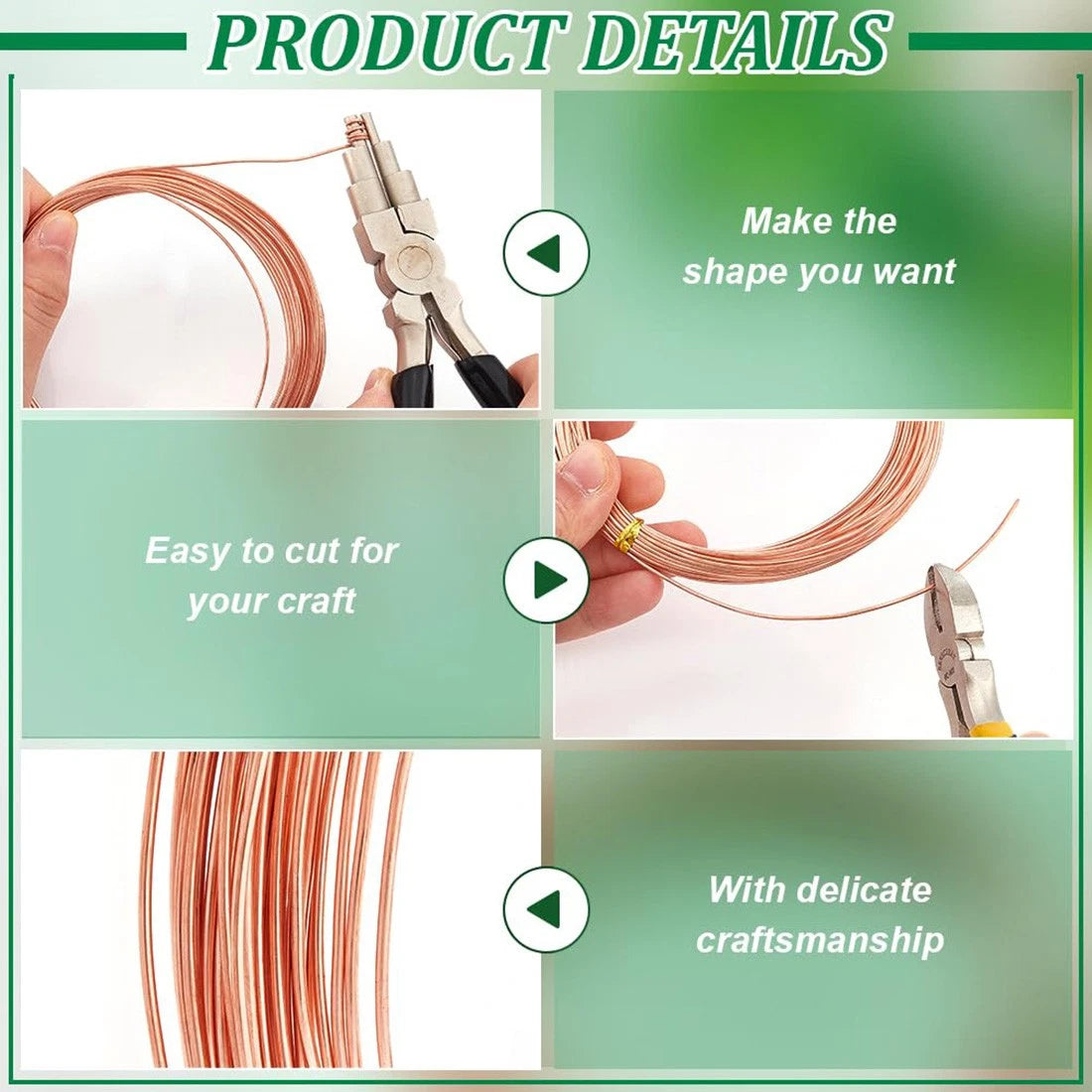 1M Round Copper Wire Solid 0.2-4.5mm Bendable Metal Wire Jewellery Craft Making