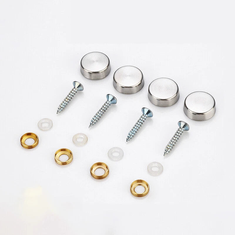 Mirror Screws Cap – Brass Chrome Decorative Cover Caps (10mm to 25mm) for Glass & Furniture – Silver/Gold