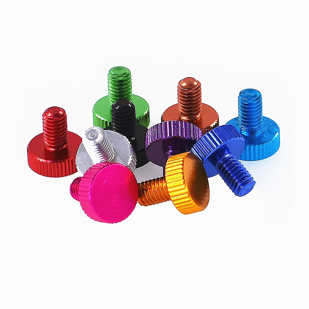 M6x10mm Aluminium Knurled Thumb Screws Flat Head Hand Grip Knob Bolts PC Case