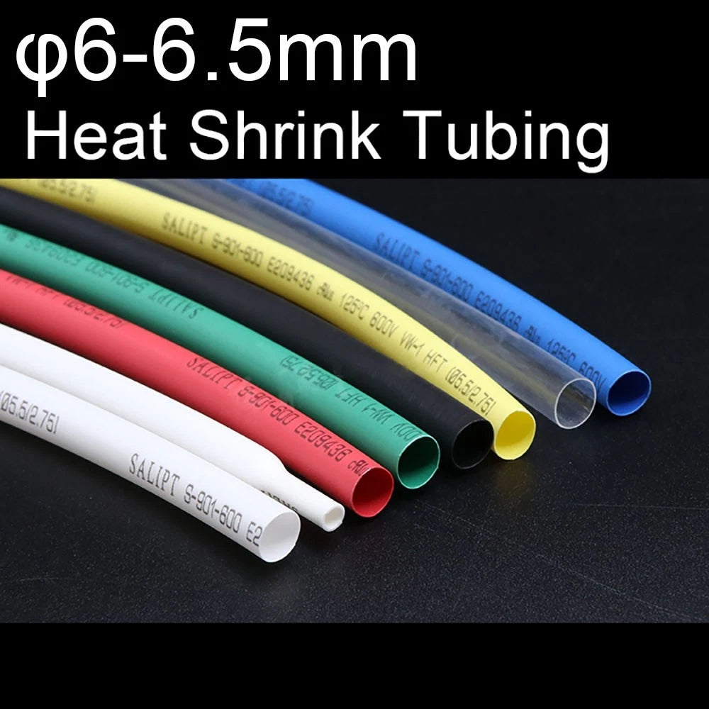 φ6–6.5mm Heat Shrink Tubing 2:1 — Electrical Wire Sleeving, Multiple Colors & Lengths