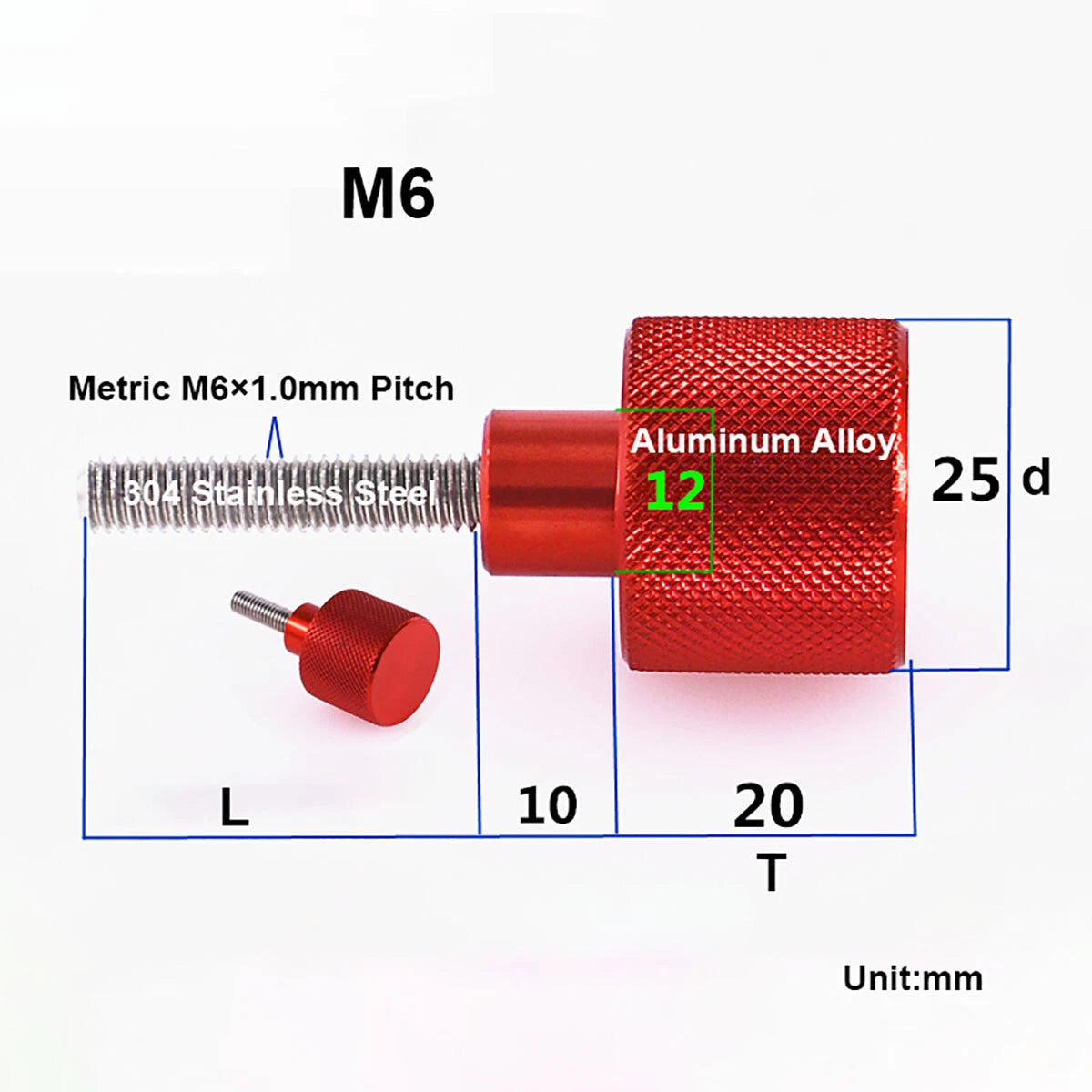M5 M6 Aluminium Knurled High Thumb Screws Stainless Steel Hand Grip Knob Bolts