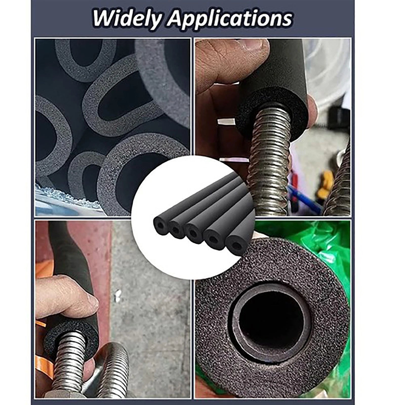 EPDM Foam Rubber Pipe Insulation Tube — 3 to 42mm ID, Lagging Wrap Roll