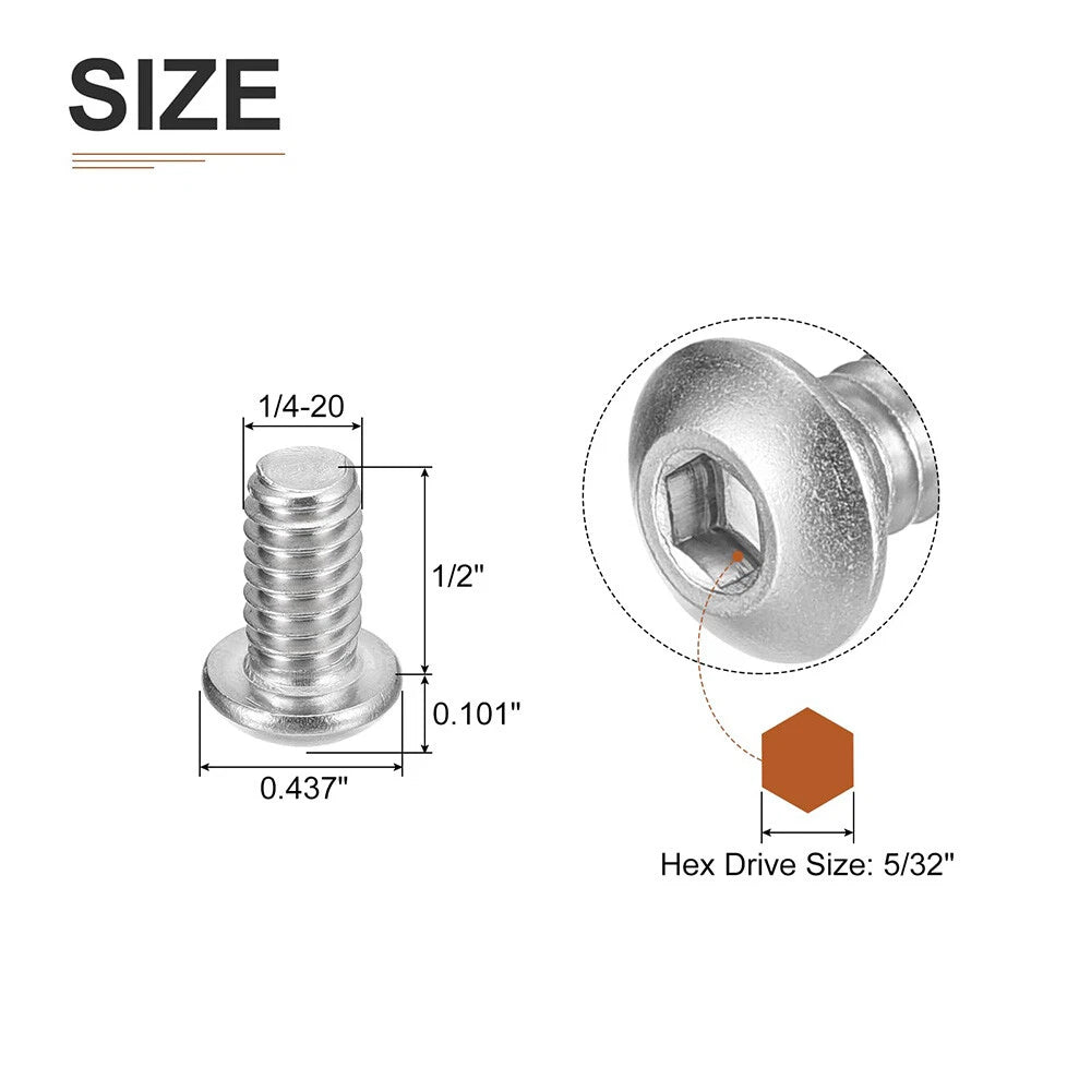 M2.5-M6 Button Head Socket Cap Screws Metric Allen Bolts - 100 Pack