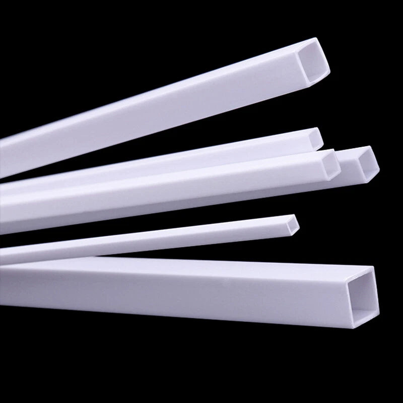 ABS White Square Tube Pipe 250mm — Plastic Styrene for Scale Models & DIY Crafts