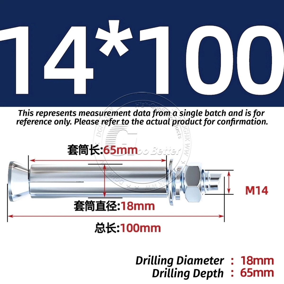 Concrete Expansion Anchor Bolts M6–M20, Extra Long Masonry Wall Screws – Iron Blue White Zinc / Iron - colour Zinc - HomeDIYer