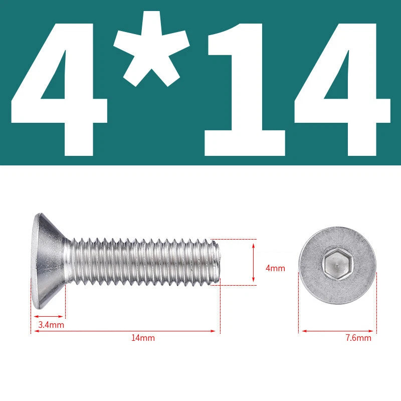 Allen Countersunk Head Screws V4A Steel Hexagon Socket Flat Head Machine Screw
