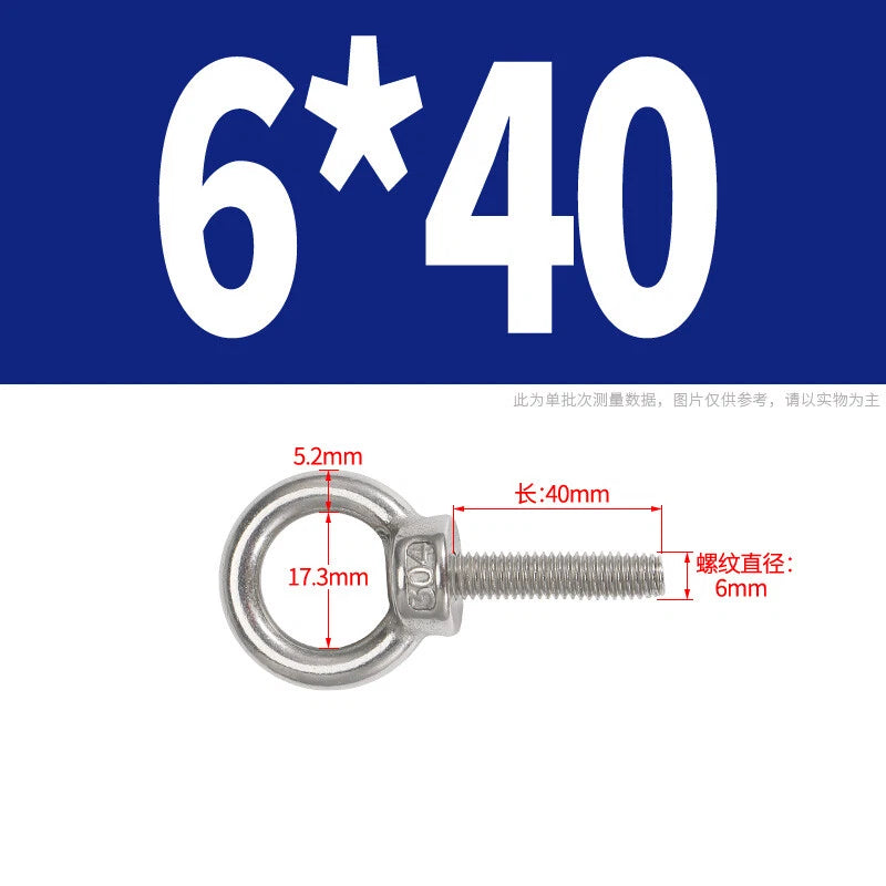 Lifting Eye Bolts A2 304 Stainless Steel M4 M5 M6 M8 M10 M12 M14 M16 M18 M20 M24