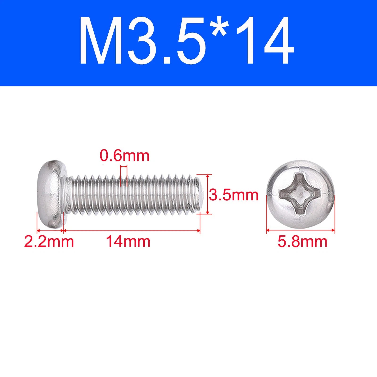 M3 M3.5 M4 M5 A2 Stainless Steel Pozi Pan Head Machine Screws DIN 7985