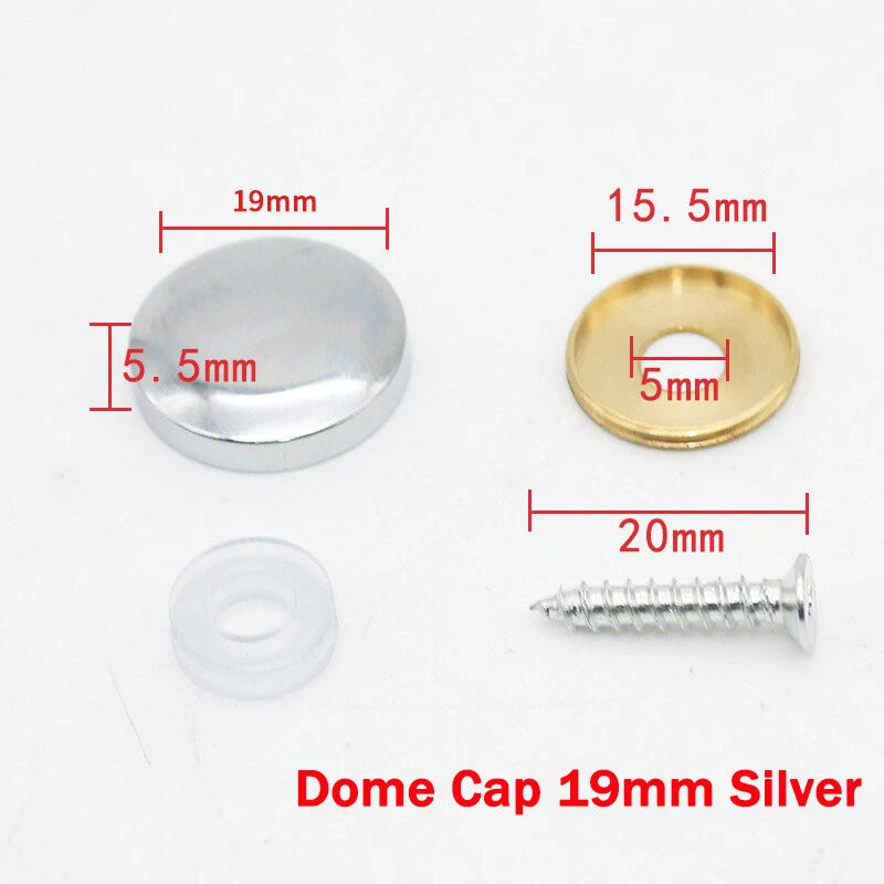 Mirror Screws Cap – Brass Chrome Decorative Cover Caps (10mm to 25mm) for Glass & Furniture – Silver/Gold