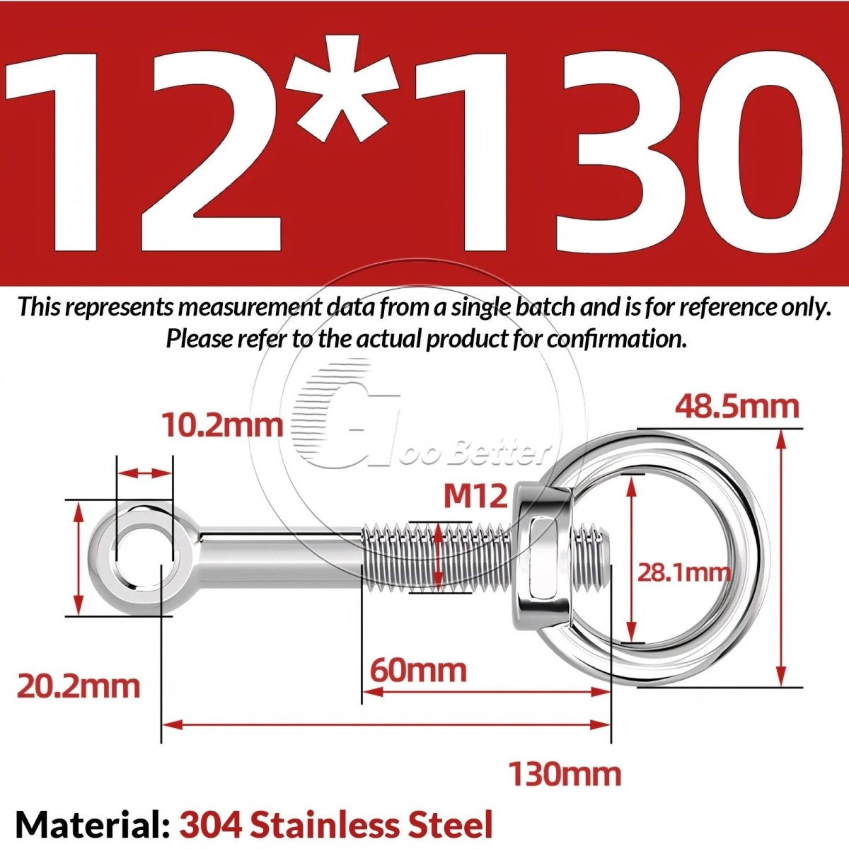 M10 M12 M14 Stainless Steel Eye Bolt & Eye Nut Set — A2 - 304, Threaded Lifting Ring - HomeDIYer