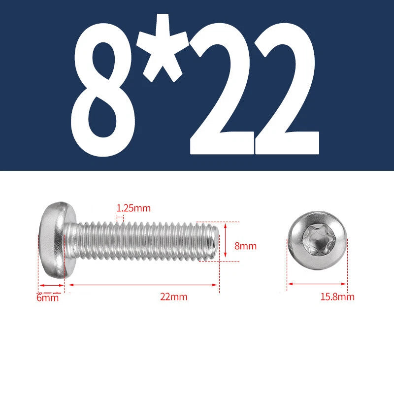 M6 M8 M10 A2 STAINLESS STEEL TORX PAN HEAD MACHINE SCREWS HEXOBULAR BOLTS