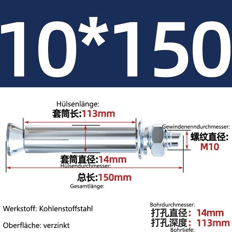 Sleeve Anchor Expansion Bolts for Concrete – Galvanised Carbon Steel M6 to M20 - HomeDIYer