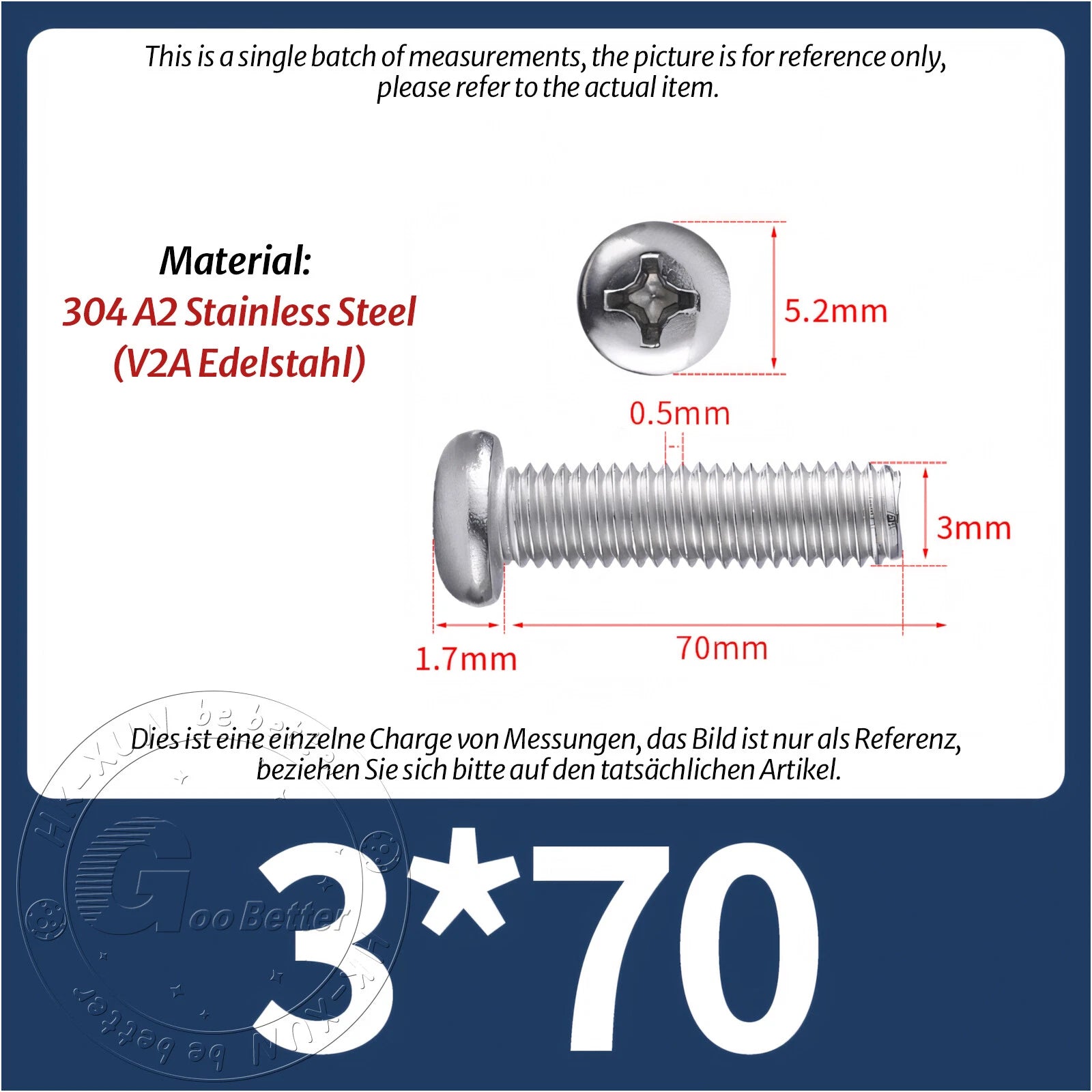 M3 M3.5 Phillips Pan Head Machine Screws – A2 Stainless Steel DIN 7985H (3–180mm Lengths)