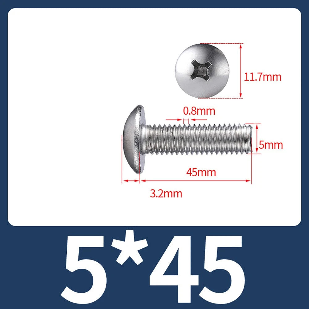 M4-M8 Phillips Truss Head Machine Screw Large Flat Head Screws Stainless Steel