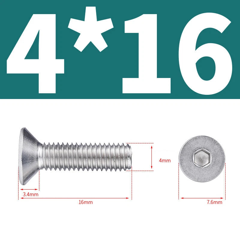 Allen Countersunk Head Screws V4A Steel Hexagon Socket Flat Head Machine Screw