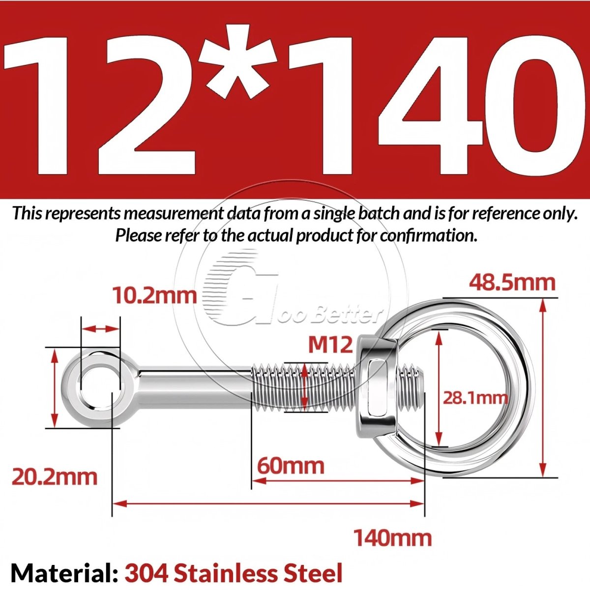 M10 M12 M14 Stainless Steel Eye Bolt & Eye Nut Set — A2 - 304, Threaded Lifting Ring - HomeDIYer
