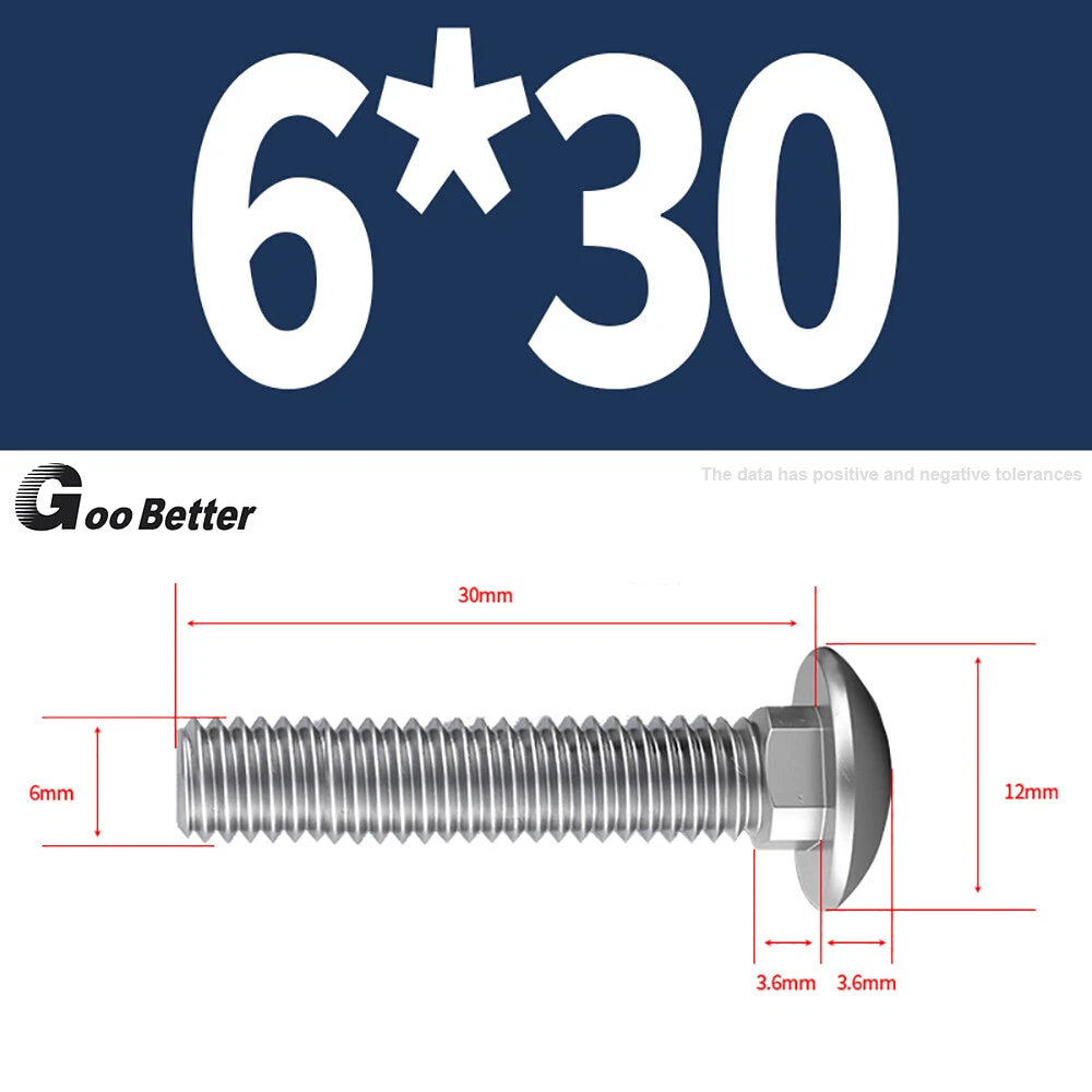 M4–M12 Carriage Bolts A2 Stainless Steel | Cup Square Neck Screws