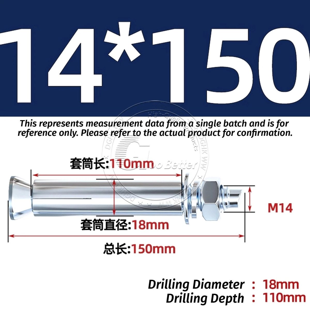 Concrete Expansion Anchor Bolts M6–M20, Extra Long Masonry Wall Screws – Iron Blue White Zinc / Iron - colour Zinc - HomeDIYer
