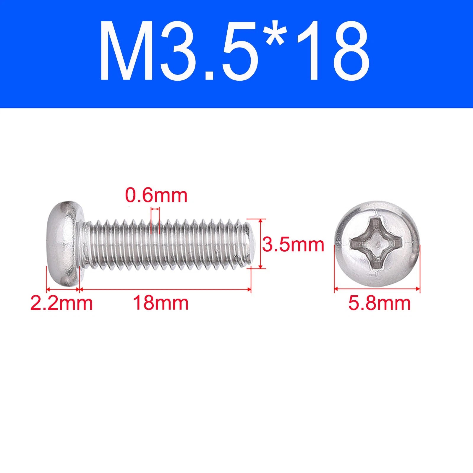 M3 M3.5 M4 M5 A2 Stainless Steel Pozi Pan Head Machine Screws DIN 7985