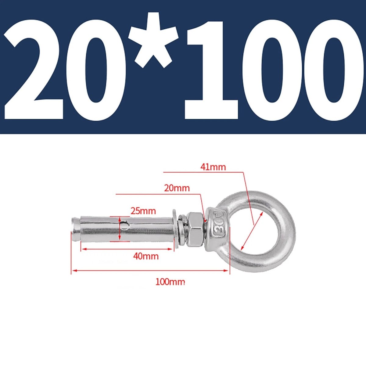 Closed Hook Eye Bolt with Rawl Shield Wall Anchor — A2 Stainless Steel (M6–M20) - HomeDIYer