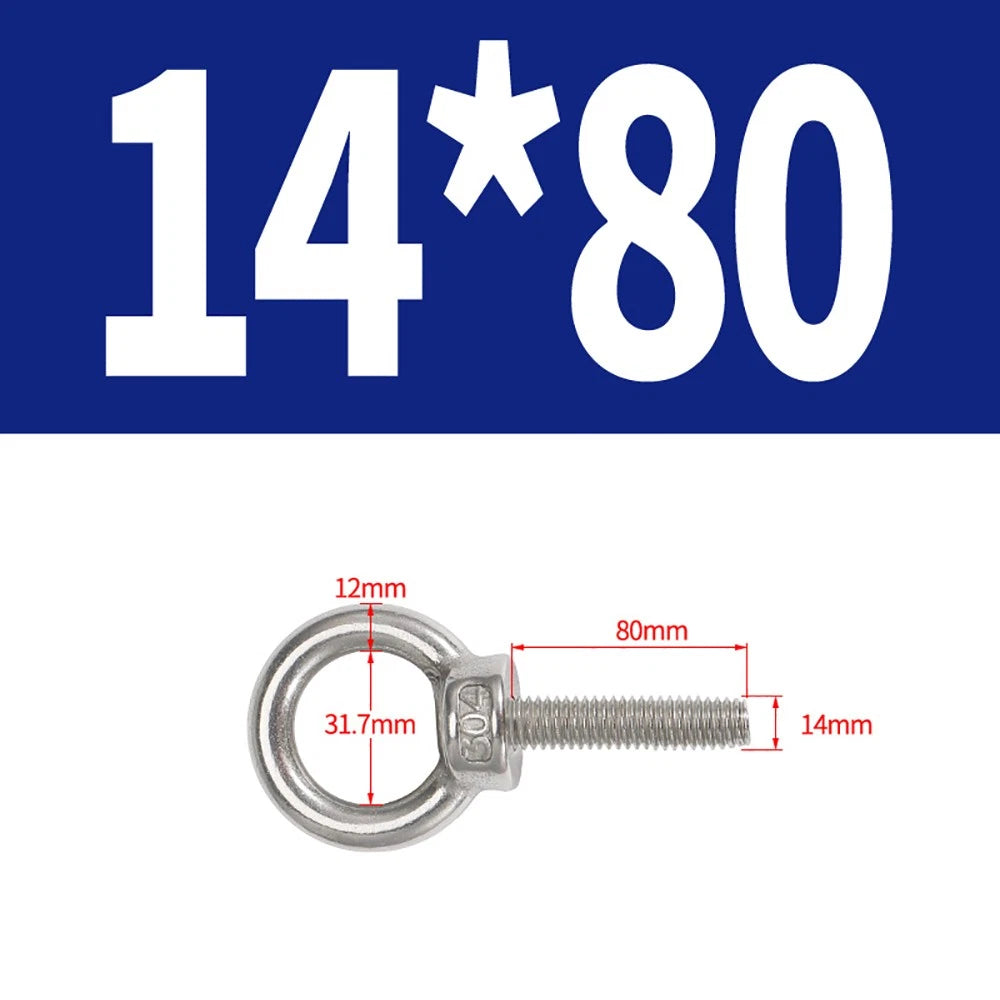 A2 Stainless Steel Eye Bolts DIN 580 — M10 M12 M14 M16 M18 M20 M24 Lifting Ring Bolt