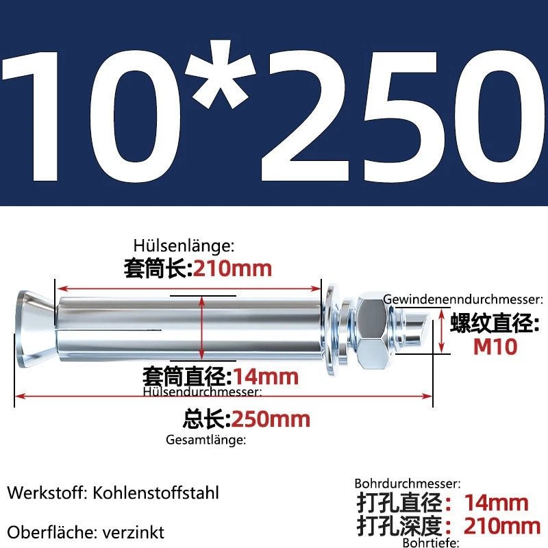 Sleeve Anchor Expansion Bolts for Concrete – Galvanised Carbon Steel M6 to M20 - HomeDIYer