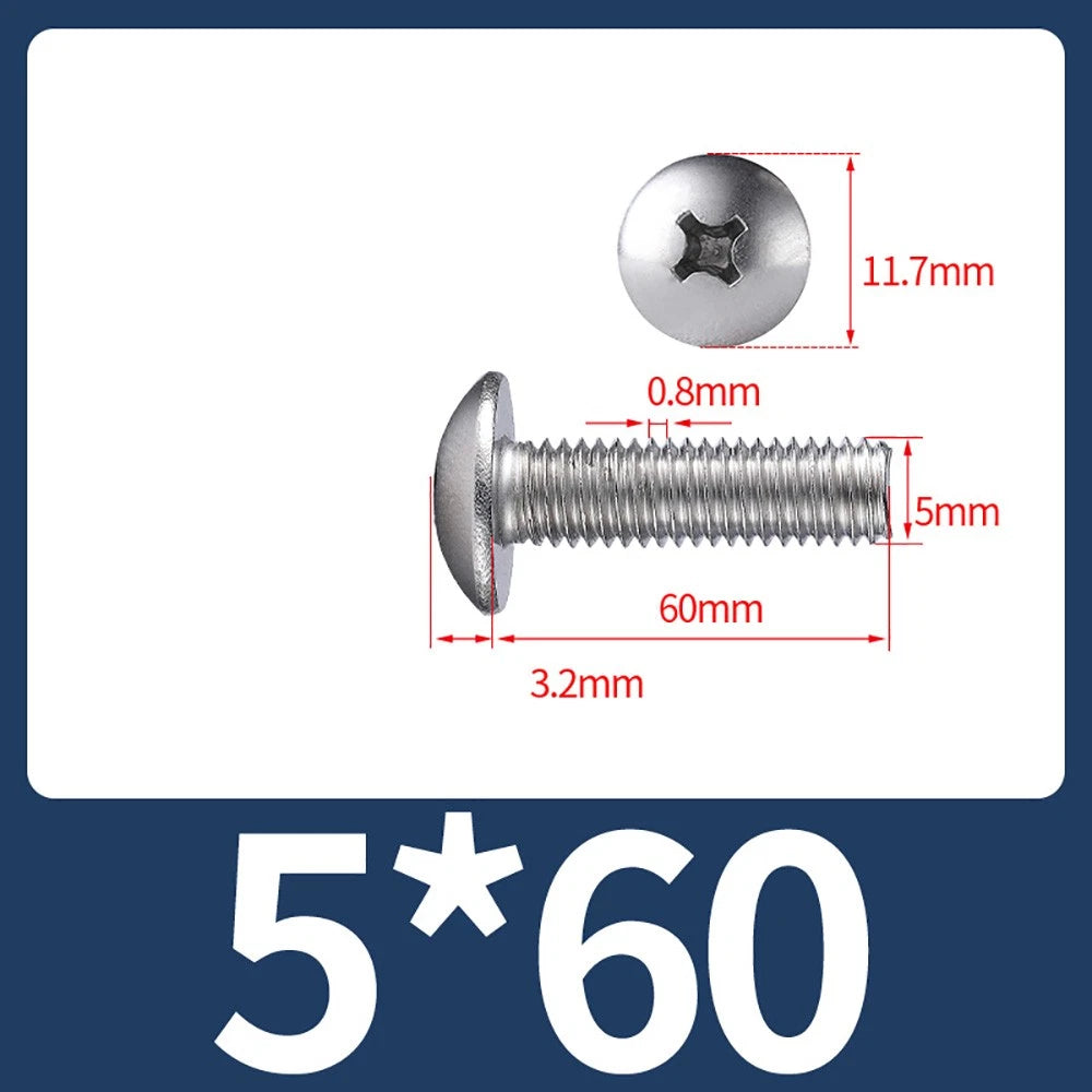 M4-M8 Phillips Truss Head Machine Screw Large Flat Head Screws Stainless Steel